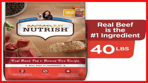 Rachael Ray Nutrish Premium Natural Dry Dog Food, Real Beef, Pea, & Brown Rice Recipe, 40 Pounds