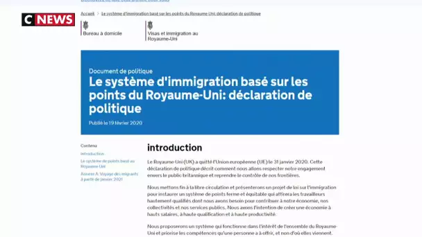 Brexit : le Royaume-Uni instaure un nouveau système d'immigration par points