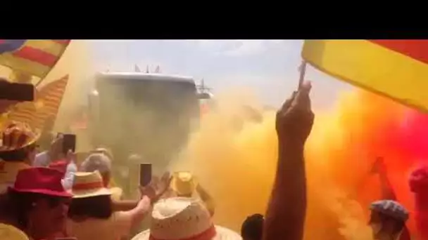 Finale Pro D2 entre Perpignan et Grenoble : arrivée du bus de l&#039;Usap