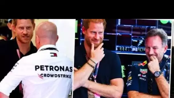 Le prince Harry fait une visite surprise à la F1 américaine avec un immense entourage – mais sans Me