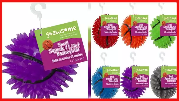 Gnawsome 2.5” Spiky Squeak & Light Basketball Dog Toy - Small, Promotes Dental and Gum Health