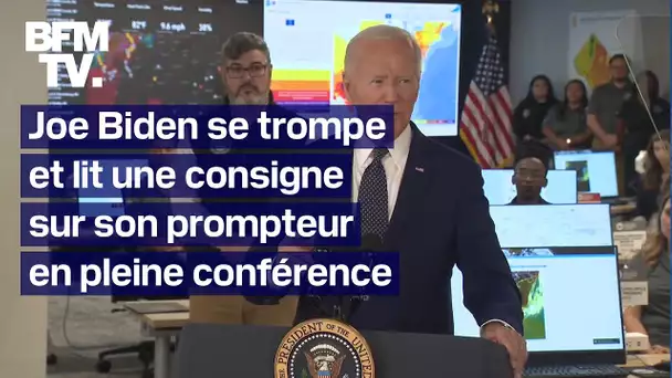 Joe Biden se trompe et lit une consigne sur son prompteur