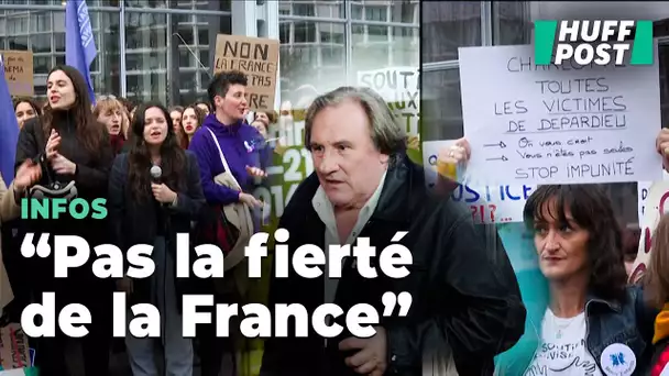 Au procès Depardieu, les mots polémiques de Macron détournés par ces militantes