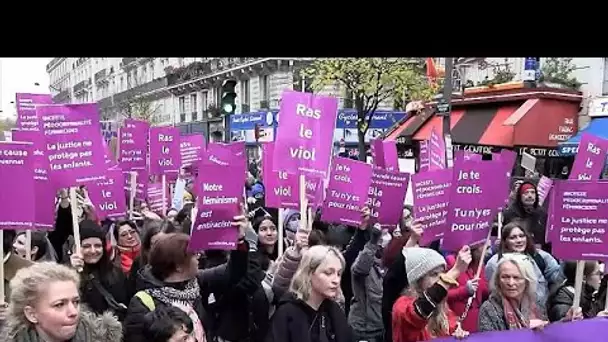 A Paris, manifestation contre les violences faites aux femmes