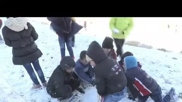 Batailles de boules de neige dans les environs de Damas