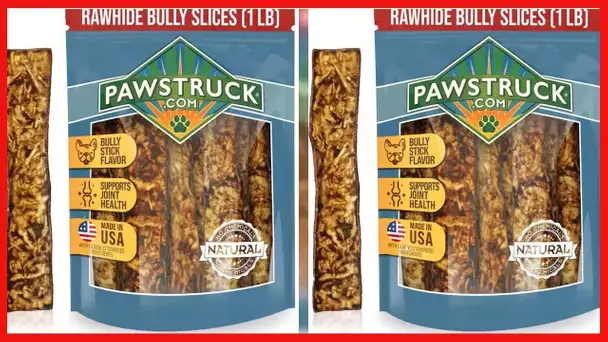 Bully Slices Rawhide Chews, 1 lb. Long Lasting Treats, Low Calorie Bully Sticks Alternative, Pizzle