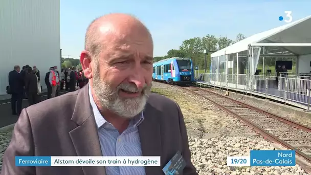 Première en France : présentation du train 100 % à hydrogène d'Alsthom à Valenciennes.