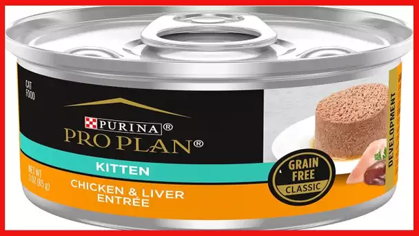 Purina Pro Plan Grain Free Wet Kitten Food Pate, DEVELOPMENT Chicken & Liver Entree - (24) 3 oz.