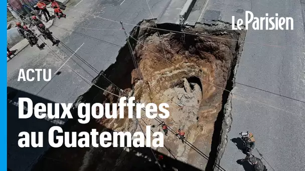 Deux énormes gouffres se forment soudainement dans une rue au Guatemala