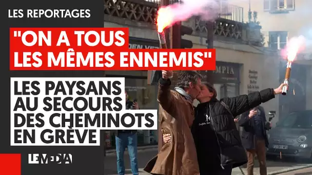 "ON A TOUS LES MÊMES ENNEMIS"/LES PAYSANS AU SECOURS DES CHEMINOTS EN GRÈVE