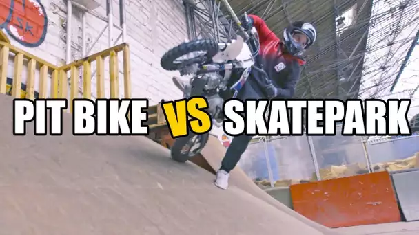 DEFI : faire des Tricks avec une PIT BIKE dans un SKATEPARK ! (feat. Romain Jeandrot)