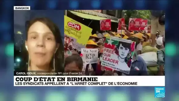 Coup d'État en Birmanie : les syndicats appellent à "l'arrêt complet" de l'économie