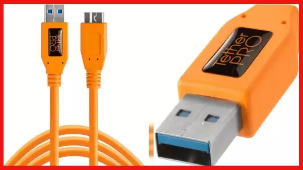 Tether Tools TetherPro USB 3.0 to Micro-B Cable, 15' (4,6m), High-Visibility Orange