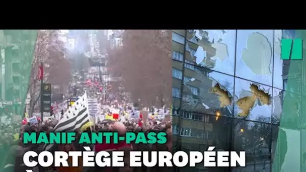 À Bruxelles, des heurts éclatent lors d'une manif "européenne" anti-pass sanitaire