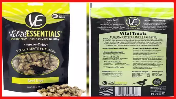 Vital Essentials Freeze Dried Dog Treats, Beef Tripe 2.3 oz