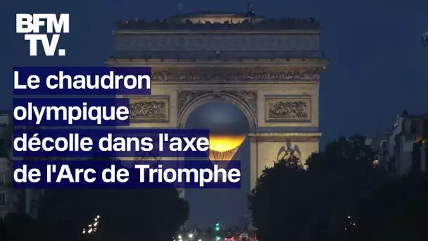 Les images de l'envol du chaudron olympique dans l'axe de l'Arc de Triomphe