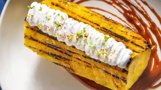 RECETTE - Ananas au barbecue, chantilly coco, caramel pimentée - Fabrice Mignot