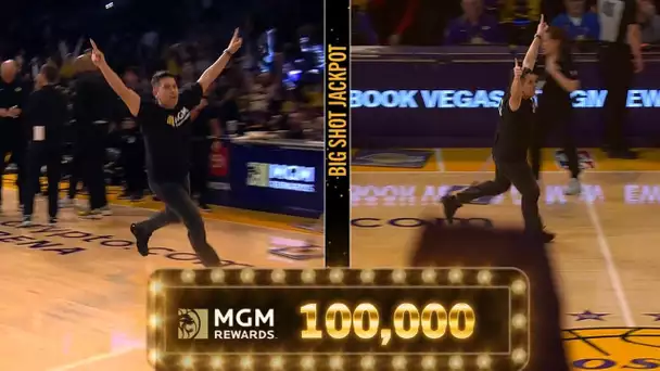 Lakers Fan Hits Halfcourt Shot To Win 100k 😮🙌