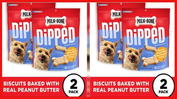 Milk-Bone Dipped Dog Biscuits Baked Coated with Real Peanut Butter, 32 Ounces (Pack of 2)