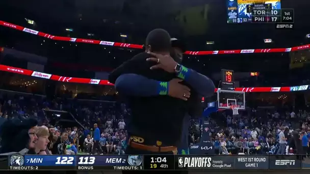 Ja & KAT's Dads Hug It Out At The End Of Game 1 😂