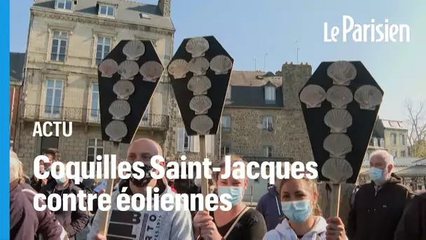 Des pêcheurs bretons manifestent contre la construction d’un parc éolien en mer