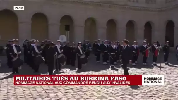 Hommage national aux deux commandos : Emmanuel Macron passe en revue les troupes