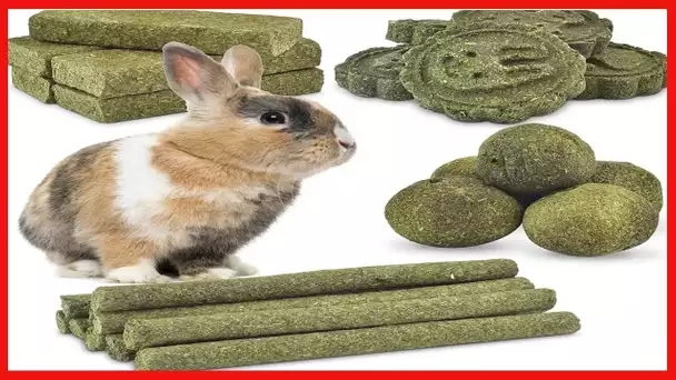 ERKOON 25Pcs Bunny Chew Toys, 100% Natural Timothy Hay Chew Biscuit&Treats Sticks, Chew Toy