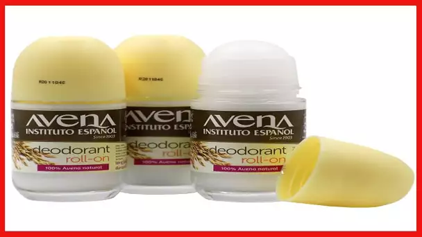 Avena Instituto Español Deodorant Roll-On,100% Natural Oat, Long Lasting, Non-Alcohol, 3 pack