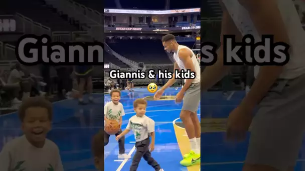 Giannis Antetokounmpo get some help from his little ones prior to the game! 😂🥹|#Shorts