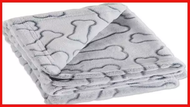 Bone Dry Embossed Bone Print Pet Blanket, 36x48", Gray