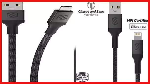 SCOSCHE i3B1SG-SP MFi Certified Strikeline Sync Braided Lightning Charging Cable for All Lightning