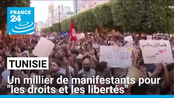 Un millier de tunisiens manifestent  pour "les droits et les libertés" • FRANCE 24