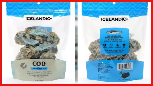 Icelandic+ | All-Natural Dog Chew Treats | Cod Skin Rolls, 3 oz.