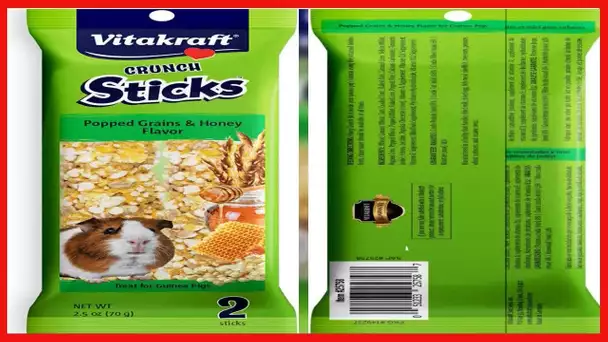 Vitakraft Guinea Pig Popped Grains & Honey Treat Sticks 2 Pack, 2.5 Ounce