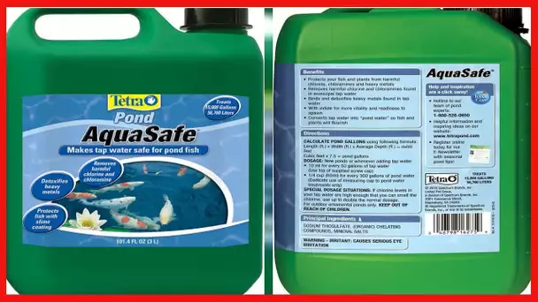 TetraPond AquaSafe 101.4 Ounces, Makes Tap Water Safe For Pond Fish