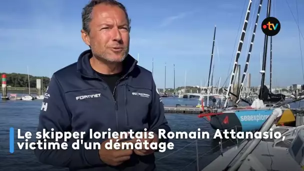 Le skipper lorientais Romain Attanasio, victime d'un démâtage