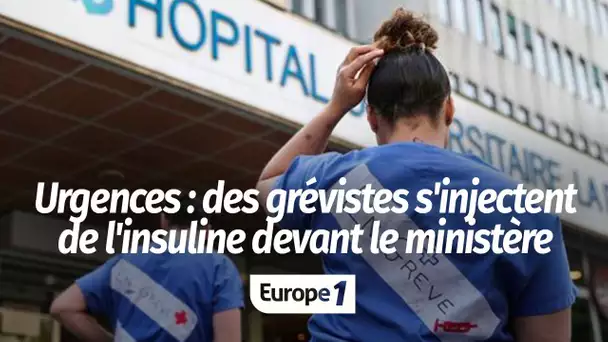 Urgences : des grévistes s'injectent "de l'insuline" devant le ministère de la Santé