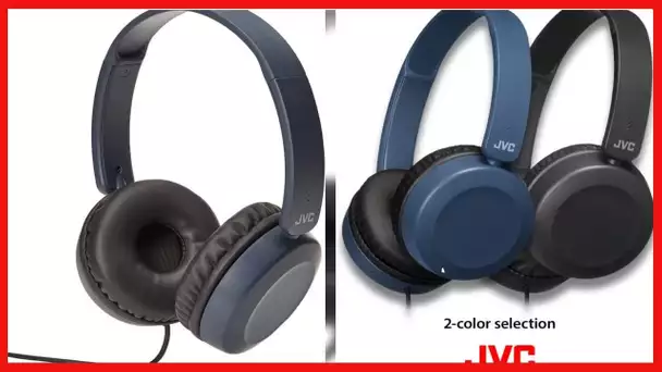 JVC Lightweight On Ear Headphones with Powerful Sound, Integrated Remote & Mic for Smartphones -