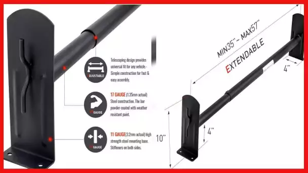 AA-Racks Model DX36 Universal Pickup Truck Cap & Topper 2 Bar Ladder Roof Van Rack System Adjustable