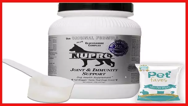 Nutri-Pet Research Nupro Silver for Dogs Hip and Joint Supplement for Dog 5LB with 10ct Pet Wipes