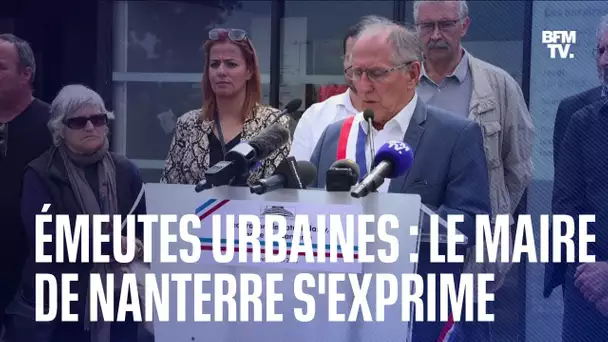 Émeutes urbaines: le maire de Nanterre s'exprime lors d'un rassemblement devant la mairie