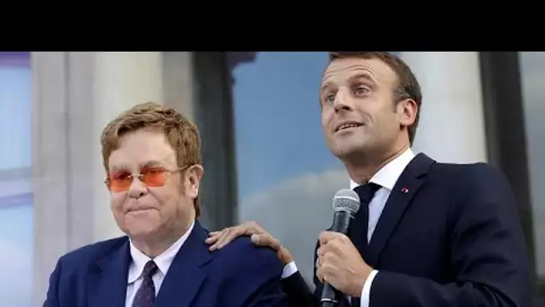 Emmanuel Macron et Elton John main dans la main contre le sida