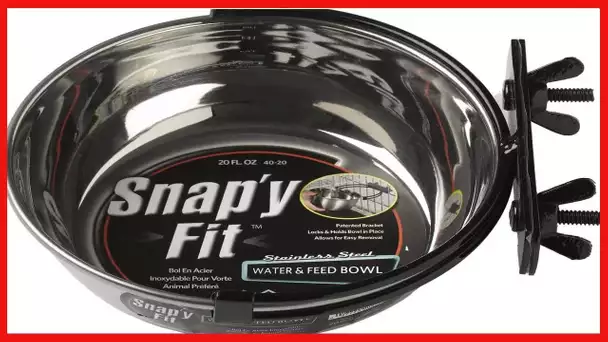 MidWest Homes for Pets Snap'y Fit Food Bowl | Pet Bowl, 20 oz. (2.5 cups) | Dog Bowl Easily Affixes