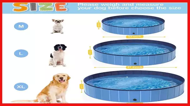 Kiddie Pool 63" x 12" JECOO Kid Pool Plastic Dog Pool for Extra Large Dogs Foldable Pet Bathing Tub