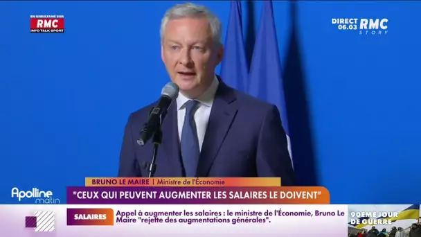 Pouvoir d'achat : "ceux qui peuvent augmenter les salaires le doivent", estime Bruno Le Maire