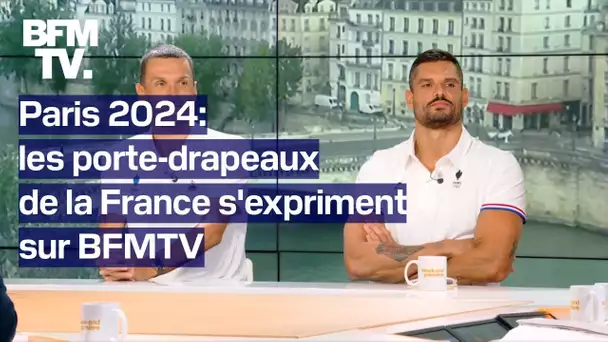 Paris 2024: l'interview des porte-drapeaux Alexis Hanquinquant et Florent Manaudou en intégralité