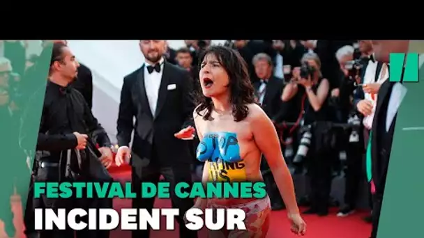 À Cannes, une activiste dénonce les viols russes en Ukraine sur le tapis rouge