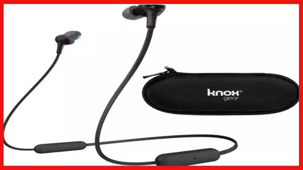 Sony WI-XB400 Extra Bass Wireless in-Ear Headphones (Black) with Knox Gear Hardshell Earphone Case