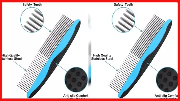 Pets First 2 Pack Dog Comb Small & Large PET Comb for Small & Large Breeds & Areas. Premium Anti