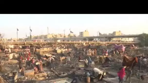 Incendie dans un bidonville de Karachi